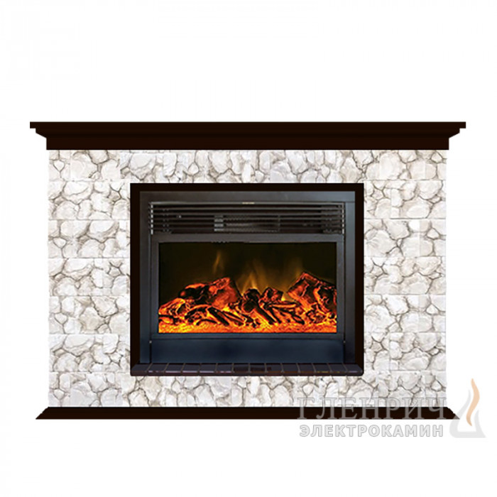 Каминокомплект Пафос 28 Карелия венге - Гленрич [Электрокамин Newflame - Glenrich]